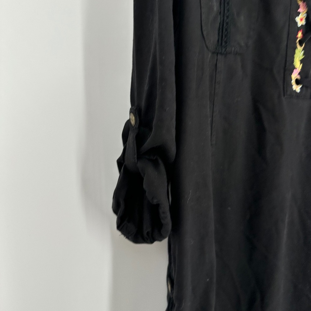 CHELSEA & THEODORE Black Embroidered Lace‎ Up Tunic Dress Size XL - Picture 8 of 10